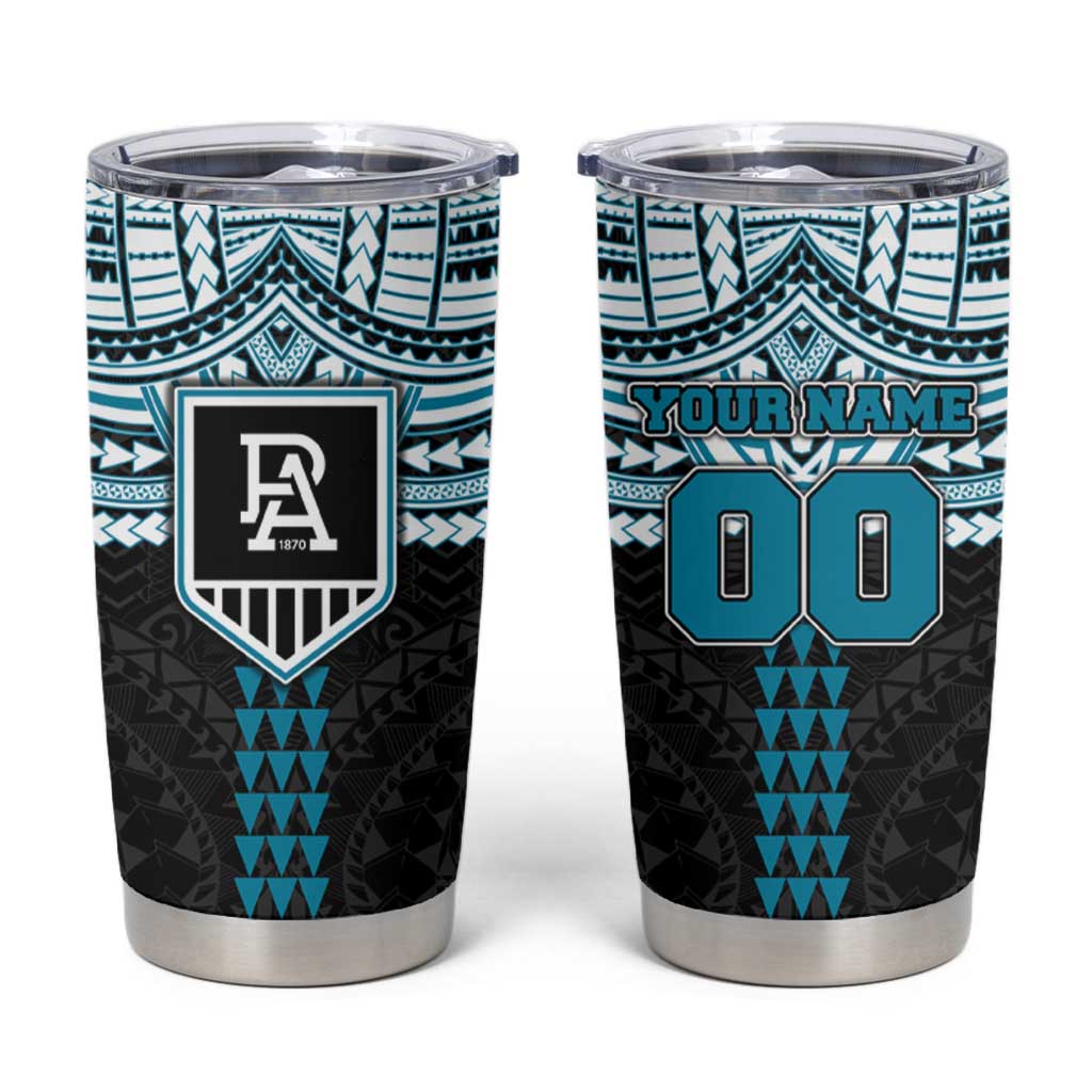 Personalized Port Adelaide Power Tumbler Cup Polynesian Tribal Pattern Heritage Football