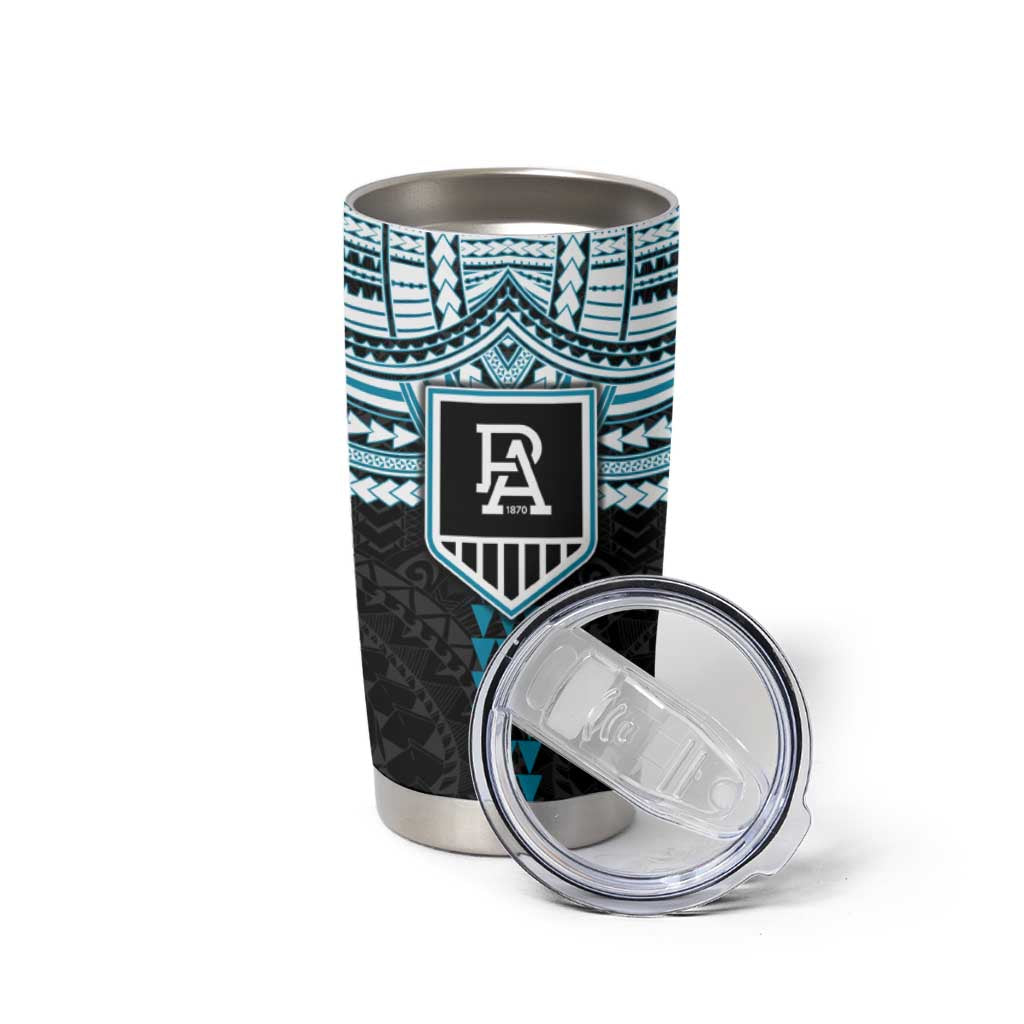 Personalized Port Adelaide Power Tumbler Cup Polynesian Tribal Pattern Heritage Football