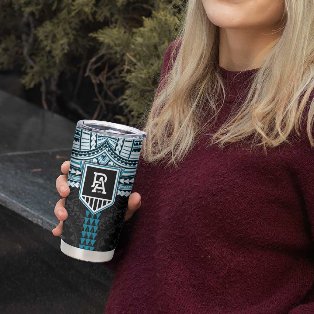 Personalized Port Adelaide Power Tumbler Cup Polynesian Tribal Pattern Heritage Football
