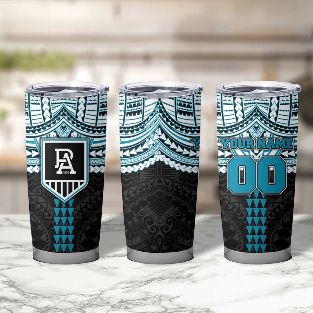 Personalized Port Adelaide Power Tumbler Cup Polynesian Tribal Pattern Heritage Football