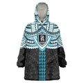 Personalized Port Adelaide Power Wearable Blanket Hoodie Polynesian Tribal Pattern Heritage Football