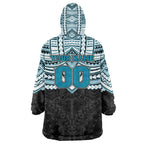 Personalized Port Adelaide Power Wearable Blanket Hoodie Polynesian Tribal Pattern Heritage Football