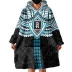Personalized Port Adelaide Power Wearable Blanket Hoodie Polynesian Tribal Pattern Heritage Football