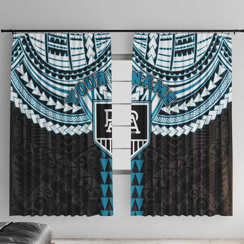 Personalized Port Adelaide Power Window Curtain Polynesian Tribal Pattern Heritage Football