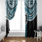 Personalized Port Adelaide Power Window Curtain Polynesian Tribal Pattern Heritage Football
