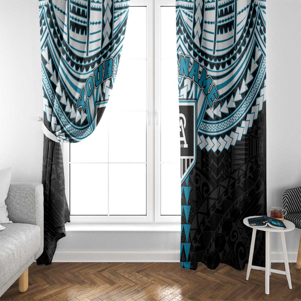Personalized Port Adelaide Power Window Curtain Polynesian Tribal Pattern Heritage Football