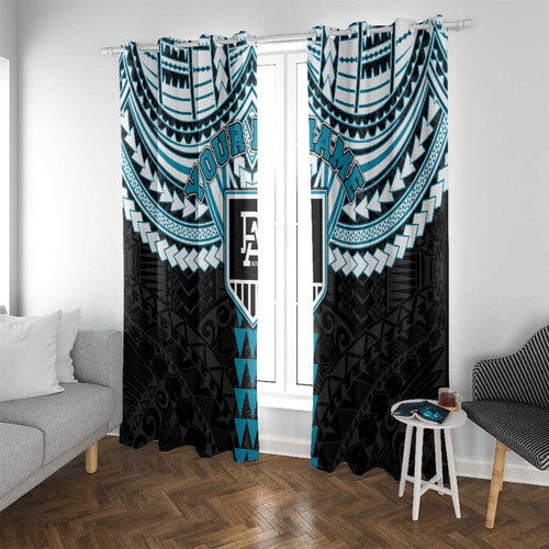Personalized Port Adelaide Power Window Curtain Polynesian Tribal Pattern Heritage Football