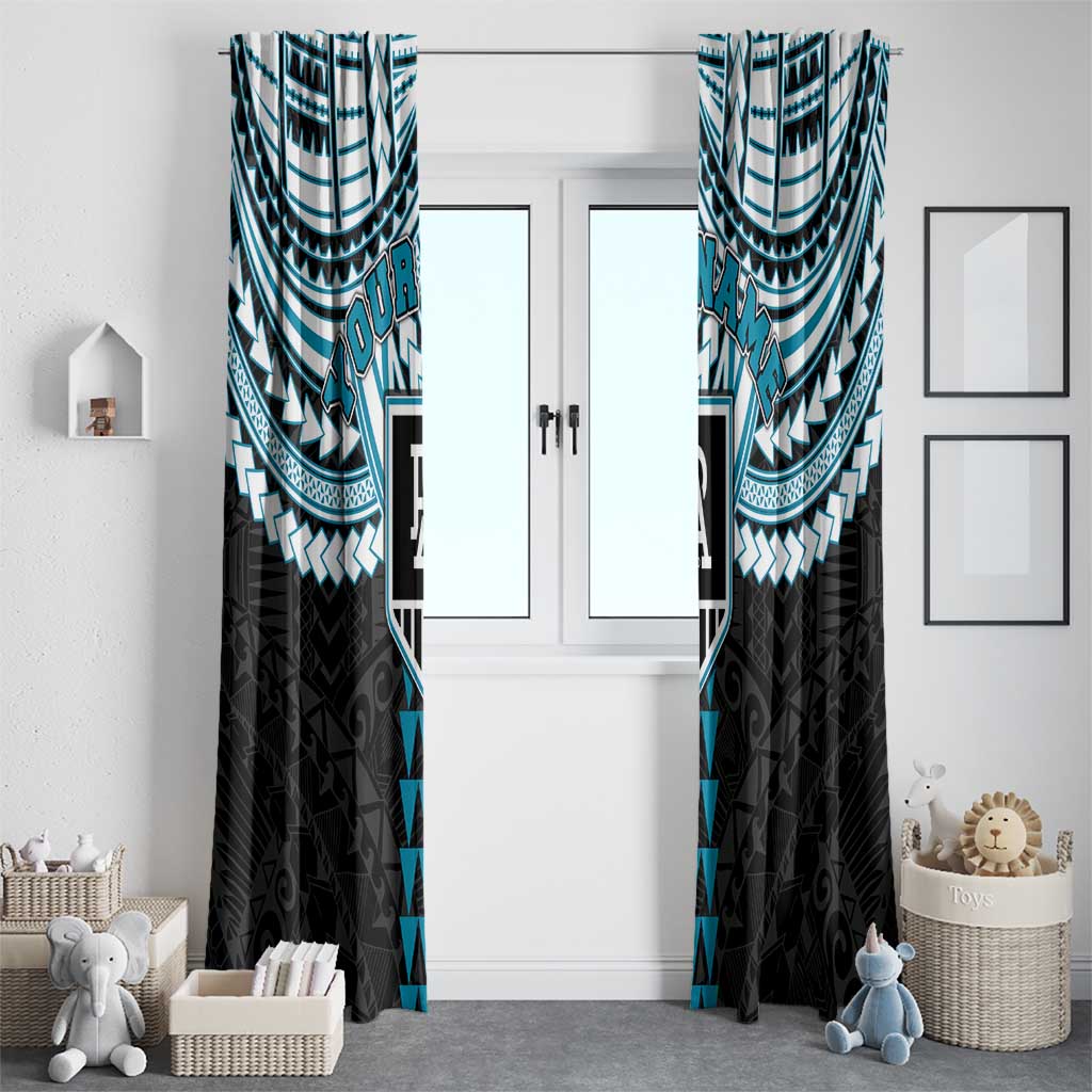 Personalized Port Adelaide Power Window Curtain Polynesian Tribal Pattern Heritage Football