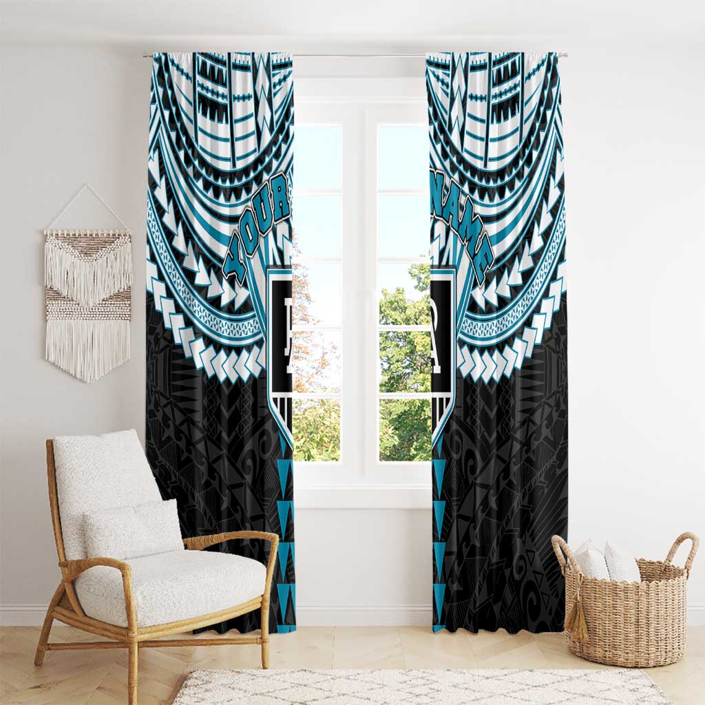 Personalized Port Adelaide Power Window Curtain Polynesian Tribal Pattern Heritage Football