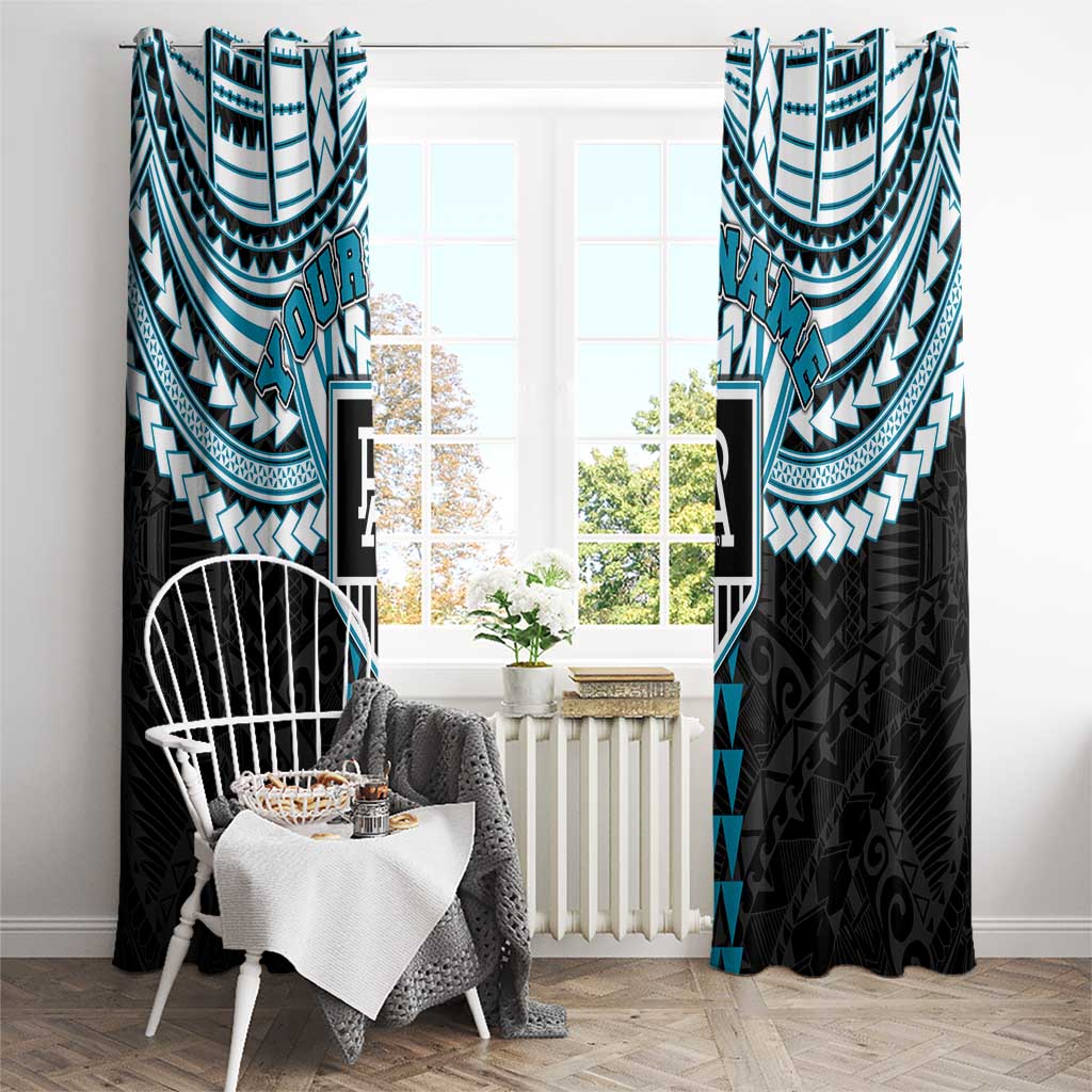 Personalized Port Adelaide Power Window Curtain Polynesian Tribal Pattern Heritage Football