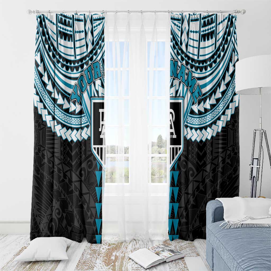 Personalized Port Adelaide Power Window Curtain Polynesian Tribal Pattern Heritage Football