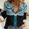 Personalized Port Adelaide Power Women Casual Shirt Polynesian Tribal Pattern Heritage Football