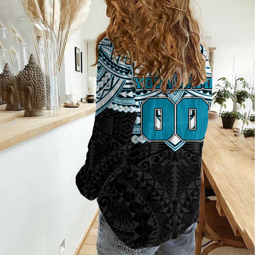 Personalized Port Adelaide Power Women Casual Shirt Polynesian Tribal Pattern Heritage Football