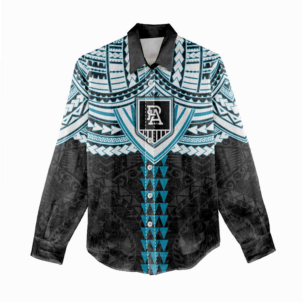 Personalized Port Adelaide Power Women Casual Shirt Polynesian Tribal Pattern Heritage Football