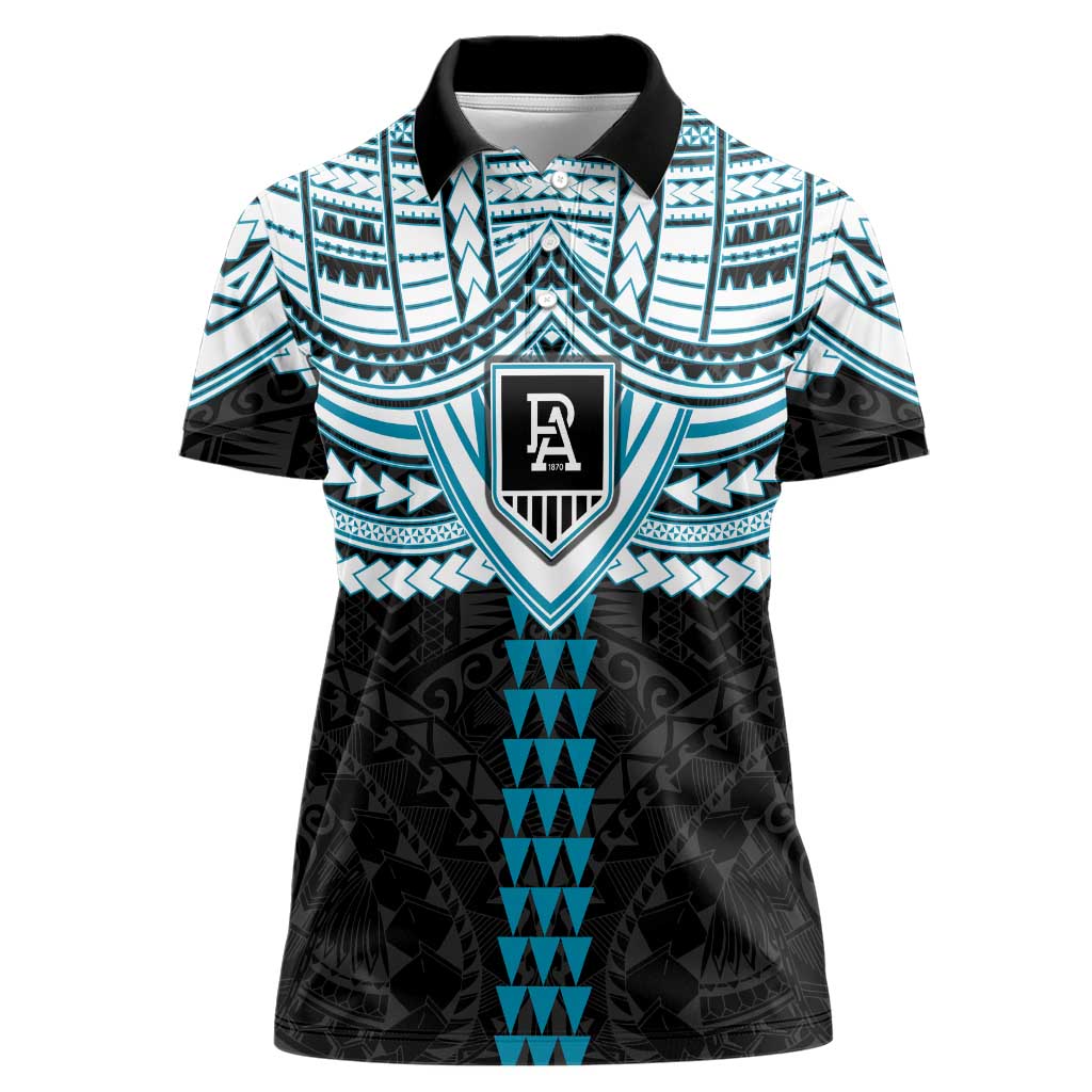 Personalized Port Adelaide Power Women Polo Shirt Polynesian Tribal Pattern Heritage Football