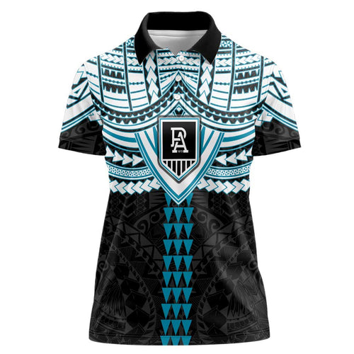 Personalized Port Adelaide Power Women Polo Shirt Polynesian Tribal Pattern Heritage Football