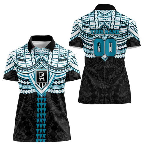 Personalized Port Adelaide Power Women Polo Shirt Polynesian Tribal Pattern Heritage Football