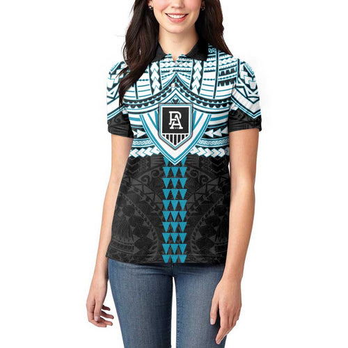 Personalized Port Adelaide Power Women Polo Shirt Polynesian Tribal Pattern Heritage Football