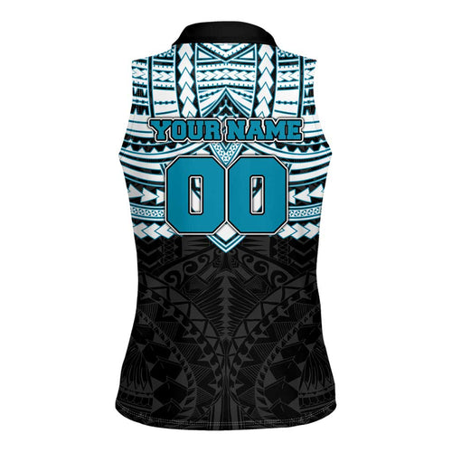 Personalized Port Adelaide Power Women Sleeveless Polo Shirt Polynesian Tribal Pattern Heritage Football