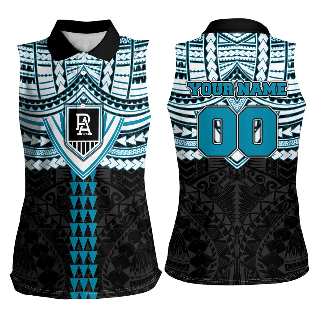 Personalized Port Adelaide Power Women Sleeveless Polo Shirt Polynesian Tribal Pattern Heritage Football