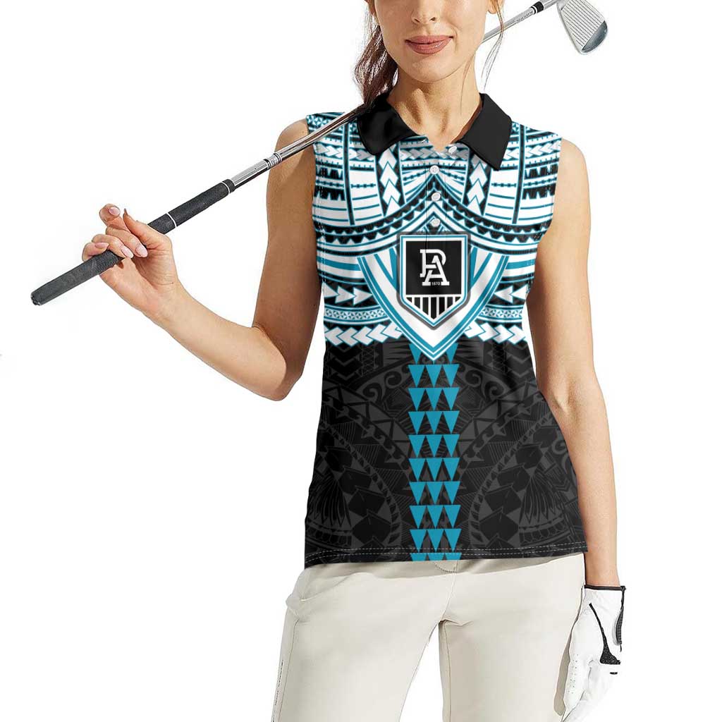 Personalized Port Adelaide Power Women Sleeveless Polo Shirt Polynesian Tribal Pattern Heritage Football