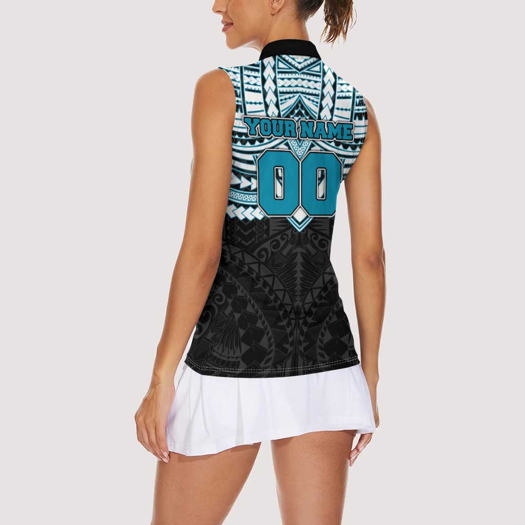Personalized Port Adelaide Power Women Sleeveless Polo Shirt Polynesian Tribal Pattern Heritage Football