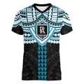 Personalized Port Adelaide Power Women V-Neck T-Shirt Polynesian Tribal Pattern Heritage Football