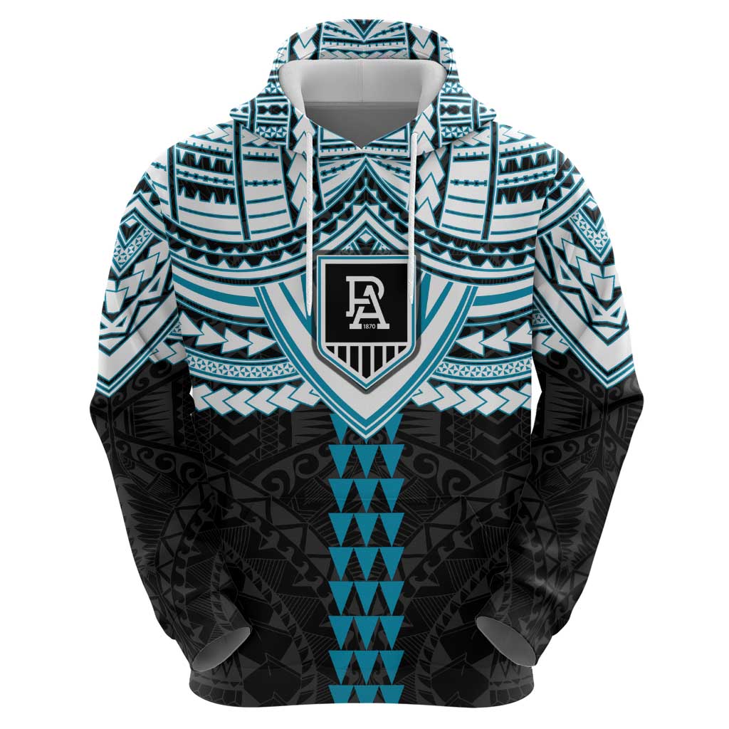 Personalized Port Adelaide Power Zip Hoodie Polynesian Tribal Pattern Heritage Football