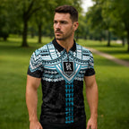 Personalized Port Adelaide Power Zipper Polo Shirt Polynesian Tribal Pattern Heritage Football