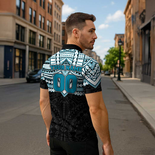 Personalized Port Adelaide Power Zipper Polo Shirt Polynesian Tribal Pattern Heritage Football