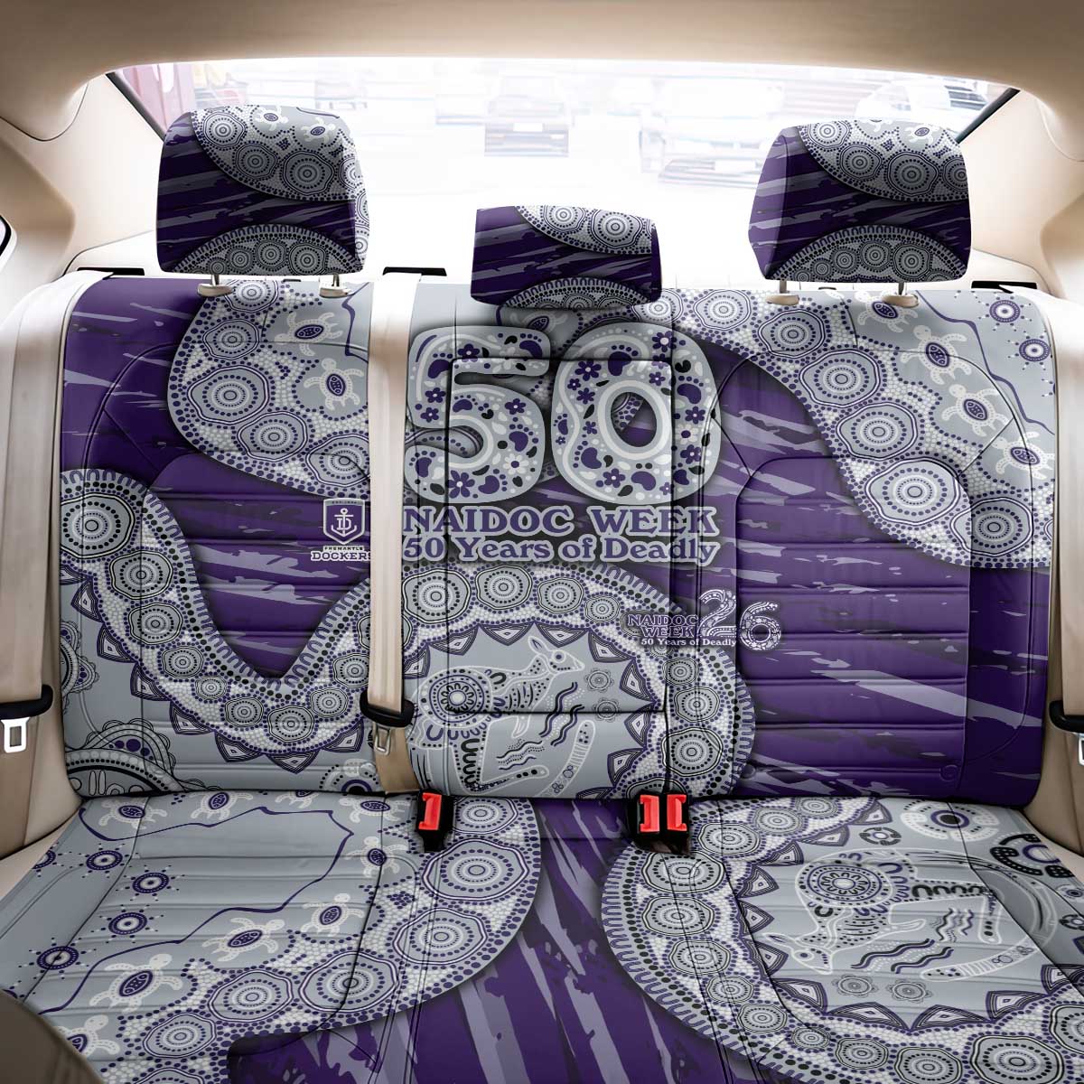 Fremantle Dockers NAIDOC Week 2026 Back Car Seat Cover Australian Aboriginal Dot Art Dreamtime Pattern Style