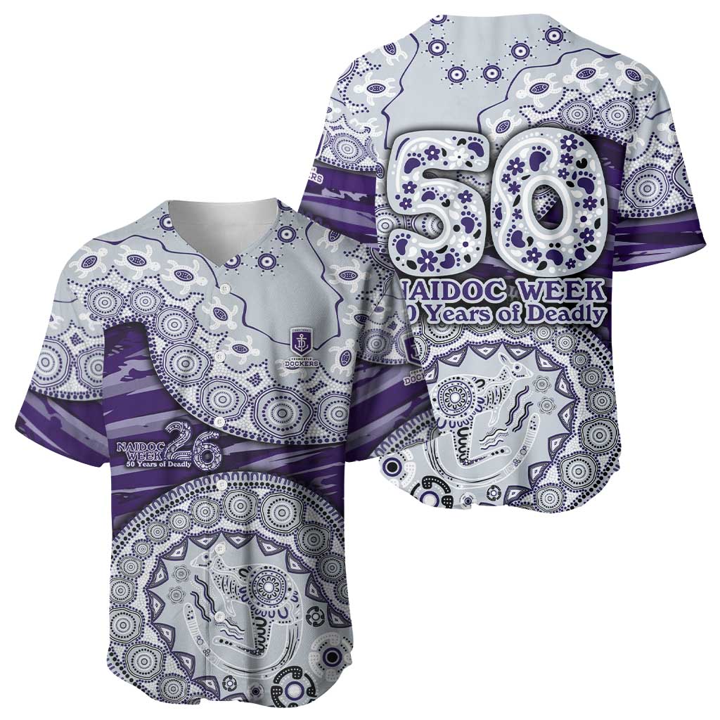 Fremantle Dockers NAIDOC Week 2026 Baseball Jersey Australian Aboriginal Dot Art Dreamtime Pattern Style
