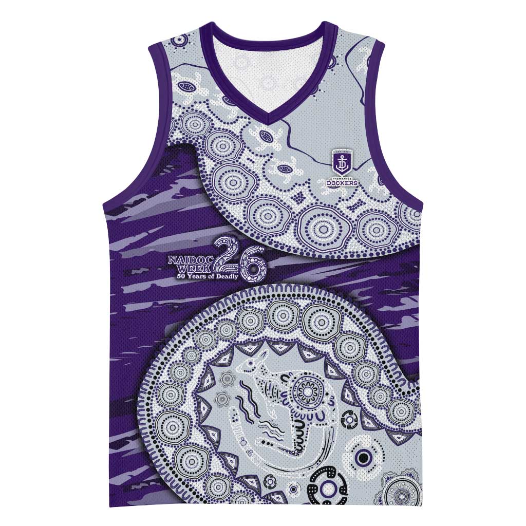 Fremantle Dockers NAIDOC Week 2026 Basketball Jersey Australian Aboriginal Dot Art Dreamtime Pattern Style