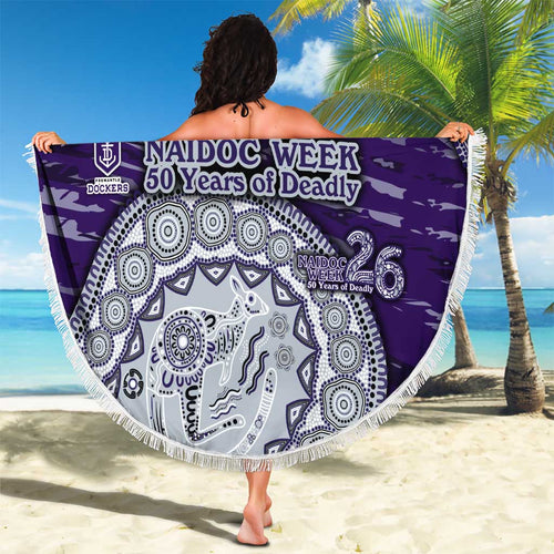 Fremantle Dockers NAIDOC Week 2026 Beach Blanket Australian Aboriginal Dot Art Dreamtime Pattern Style