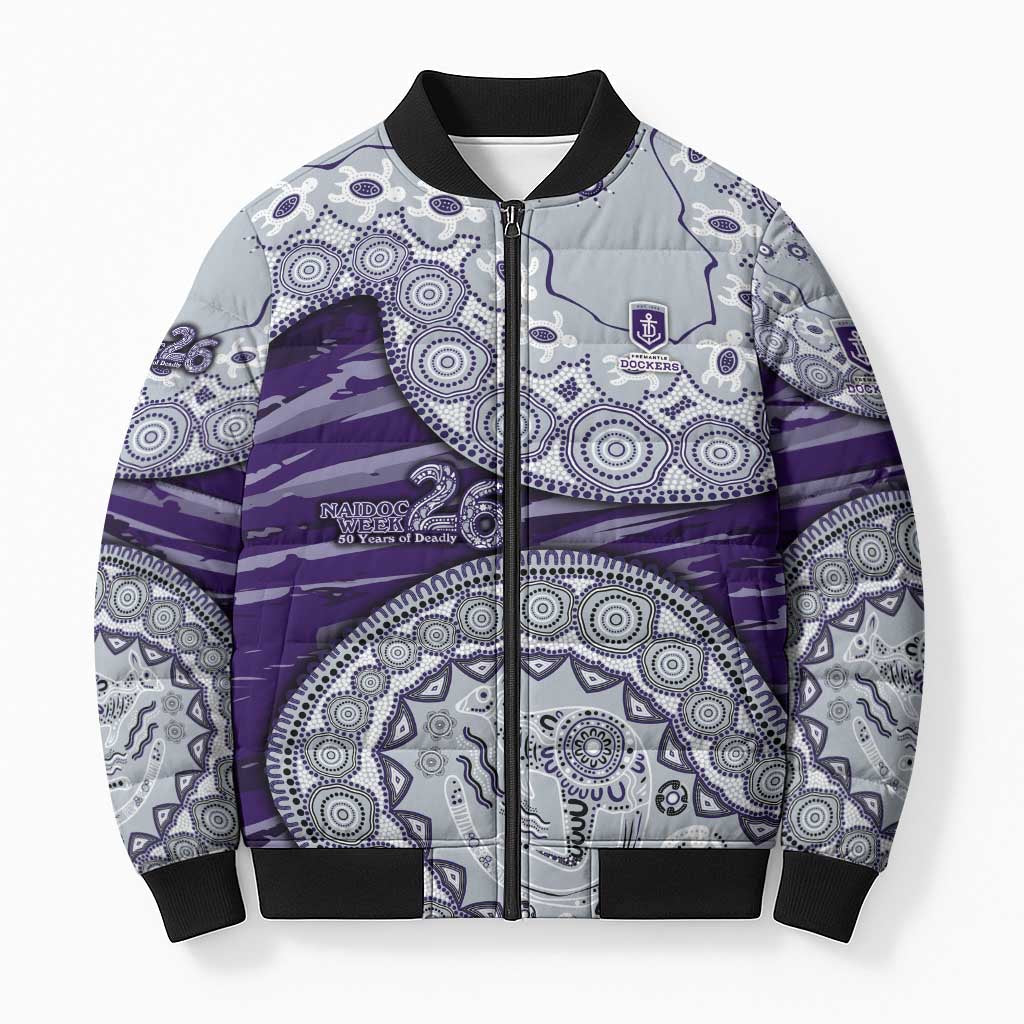 Fremantle Dockers NAIDOC Week 2026 Bomber Puffer Jacket Australian Aboriginal Dot Art Dreamtime Pattern Style