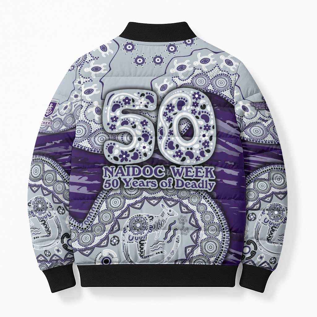 Fremantle Dockers NAIDOC Week 2026 Bomber Puffer Jacket Australian Aboriginal Dot Art Dreamtime Pattern Style