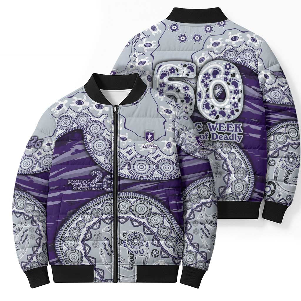 Fremantle Dockers NAIDOC Week 2026 Bomber Puffer Jacket Australian Aboriginal Dot Art Dreamtime Pattern Style