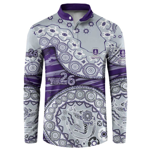 Fremantle Dockers NAIDOC Week 2026 Button Sweatshirt Australian Aboriginal Dot Art Dreamtime Pattern Style