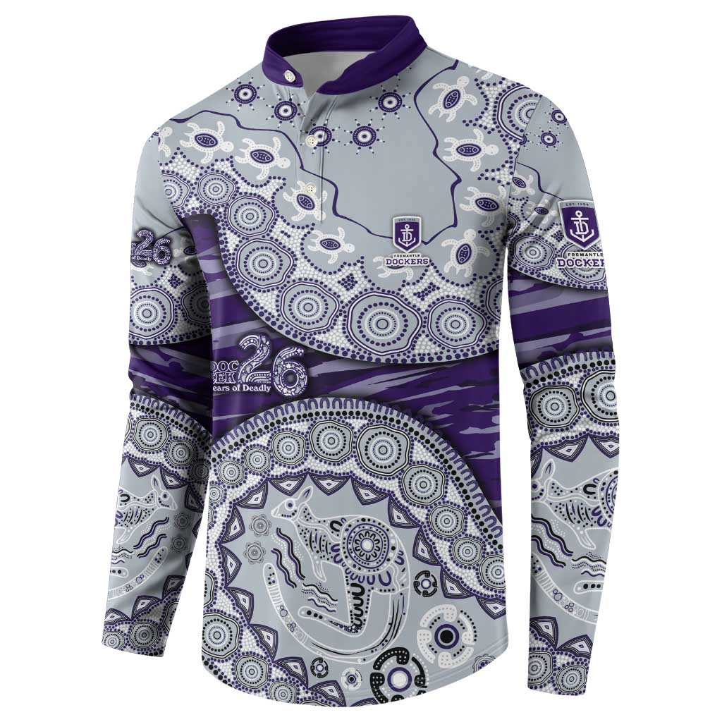 Fremantle Dockers NAIDOC Week 2026 Button Sweatshirt Australian Aboriginal Dot Art Dreamtime Pattern Style