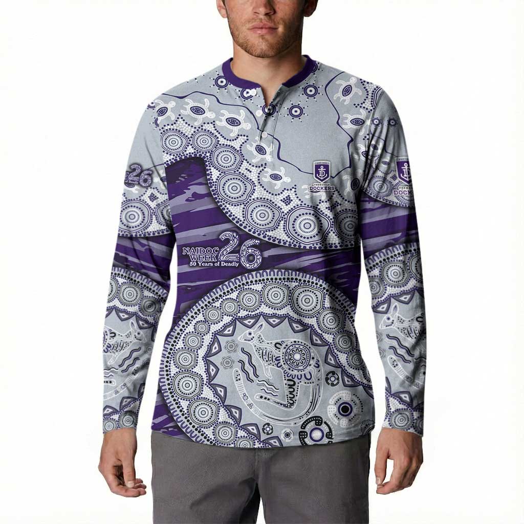 Fremantle Dockers NAIDOC Week 2026 Button Sweatshirt Australian Aboriginal Dot Art Dreamtime Pattern Style