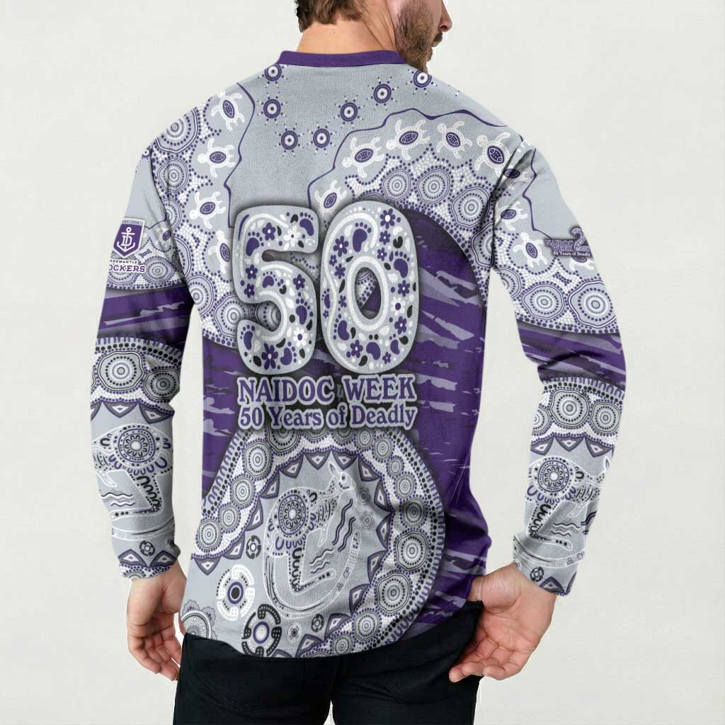 Fremantle Dockers NAIDOC Week 2026 Button Sweatshirt Australian Aboriginal Dot Art Dreamtime Pattern Style