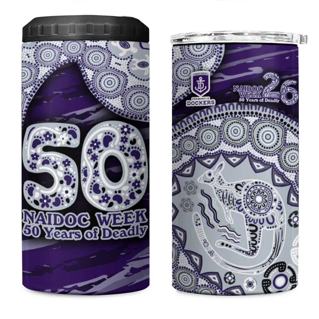 Fremantle Dockers NAIDOC Week 2026 4 in 1 Can Cooler Tumbler Australian Aboriginal Dot Art Dreamtime Pattern Style