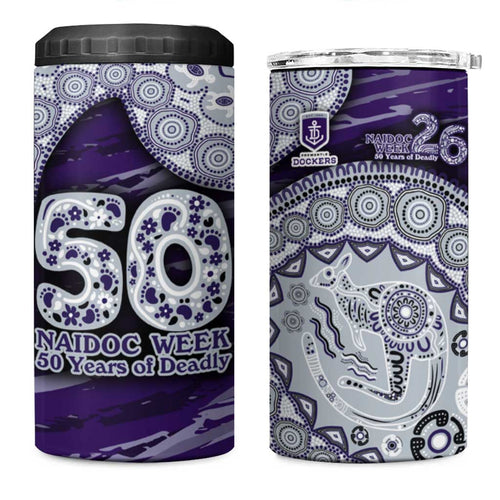 Fremantle Dockers NAIDOC Week 2026 4 in 1 Can Cooler Tumbler Australian Aboriginal Dot Art Dreamtime Pattern Style