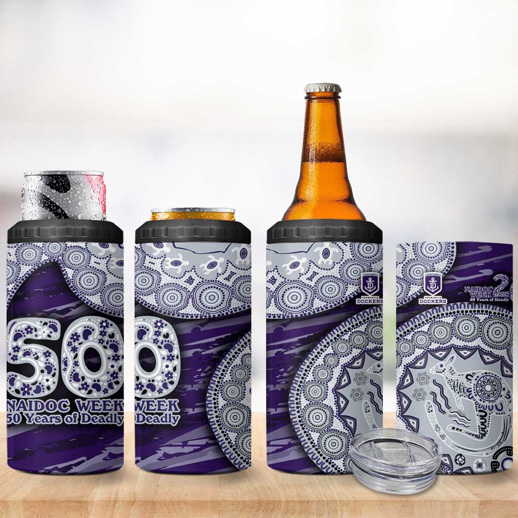Fremantle Dockers NAIDOC Week 2026 4 in 1 Can Cooler Tumbler Australian Aboriginal Dot Art Dreamtime Pattern Style
