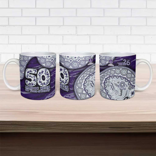 Fremantle Dockers NAIDOC Week 2026 Ceramic Mug Australian Aboriginal Dot Art Dreamtime Pattern Style