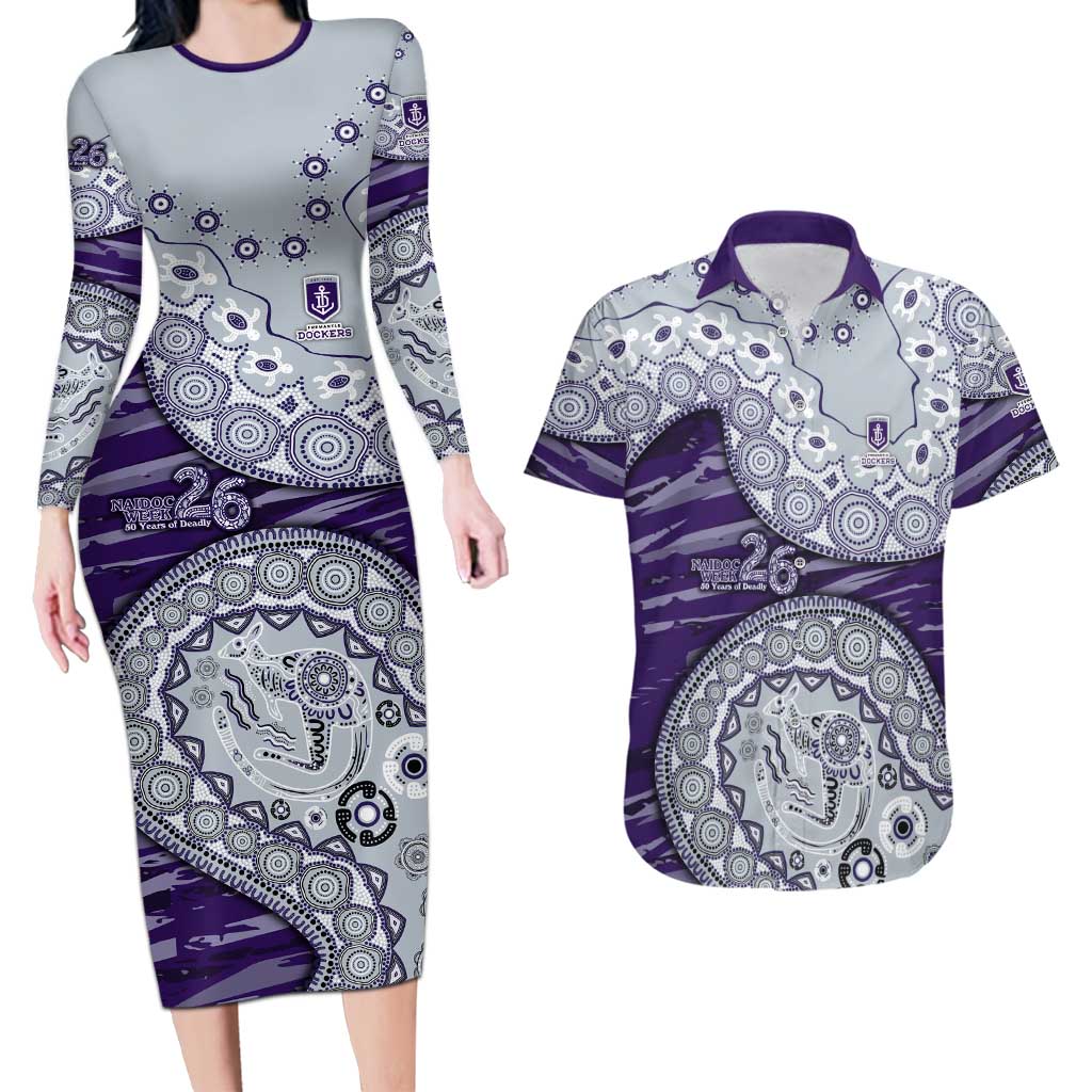 Fremantle Dockers NAIDOC Week 2026 Couples Matching Long Sleeve Bodycon Dress and Hawaiian Shirt Australian Aboriginal Dot Art Dreamtime Pattern Style