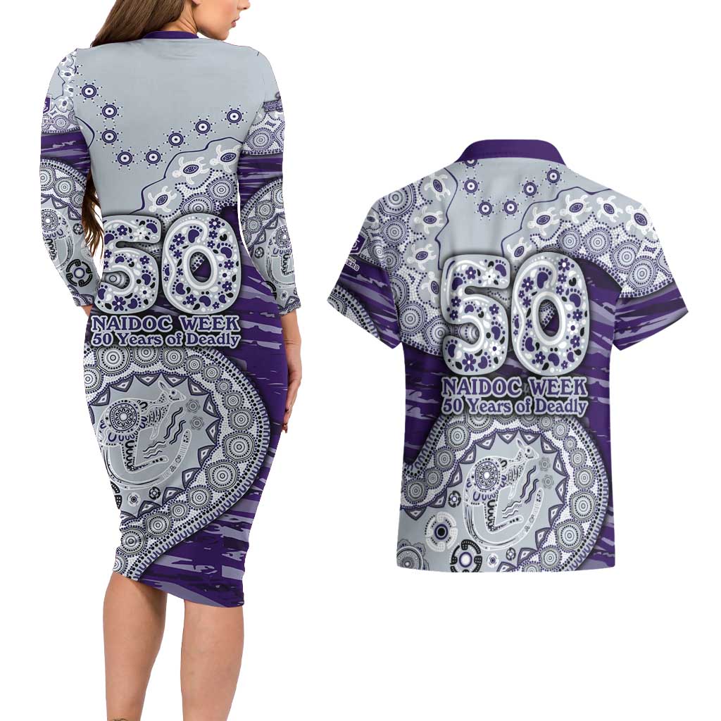Fremantle Dockers NAIDOC Week 2026 Couples Matching Long Sleeve Bodycon Dress and Hawaiian Shirt Australian Aboriginal Dot Art Dreamtime Pattern Style