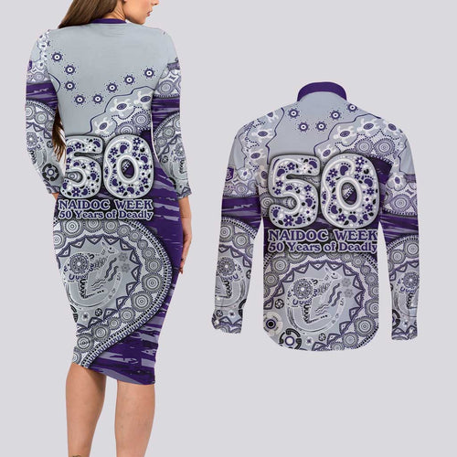 Fremantle Dockers NAIDOC Week 2026 Couples Matching Long Sleeve Bodycon Dress and Long Sleeve Button Shirt Australian Aboriginal Dot Art Dreamtime Pattern Style