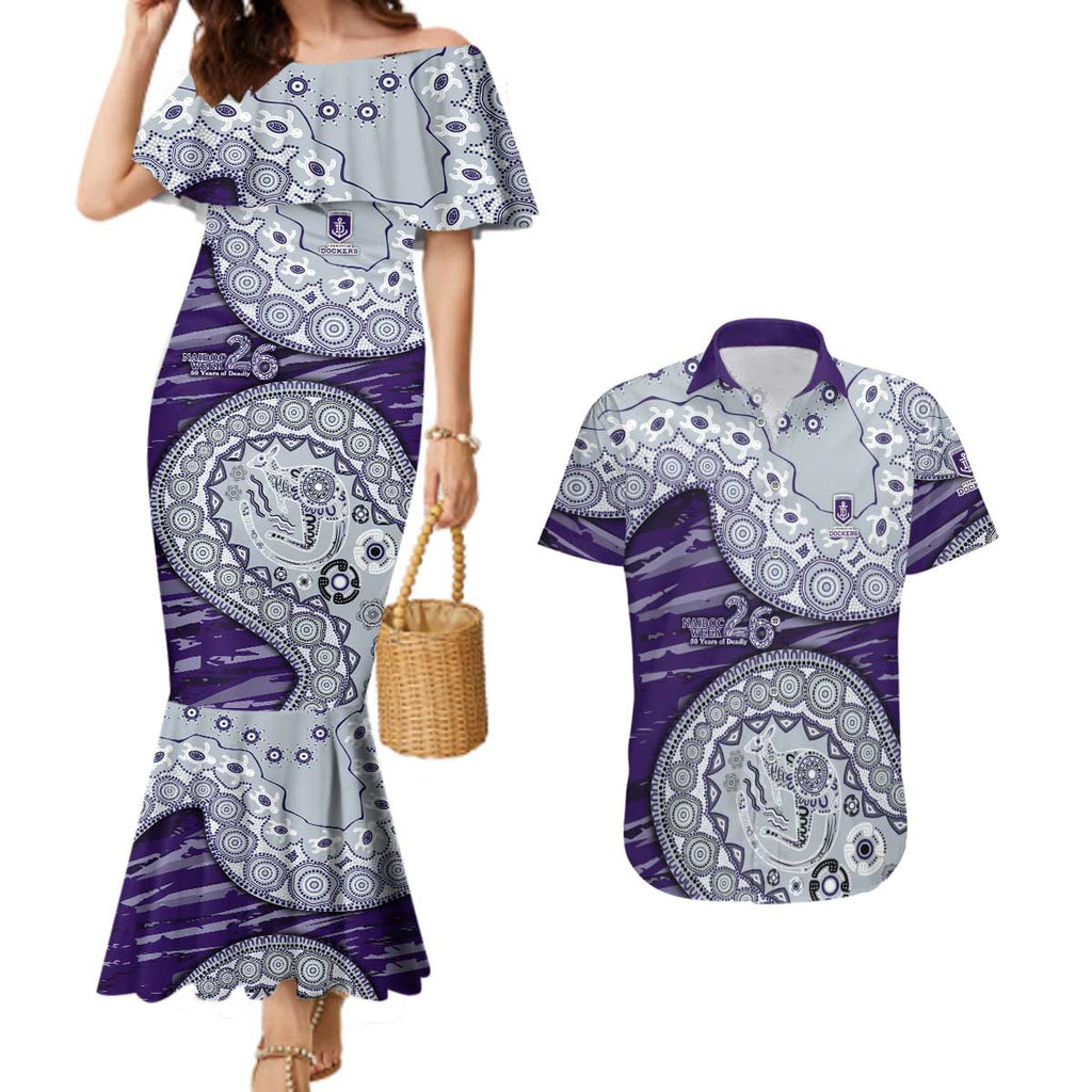 Fremantle Dockers NAIDOC Week 2026 Couples Matching Mermaid Dress and Hawaiian Shirt Australian Aboriginal Dot Art Dreamtime Pattern Style
