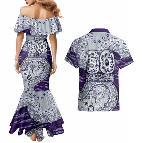 Fremantle Dockers NAIDOC Week 2026 Couples Matching Mermaid Dress and Hawaiian Shirt Australian Aboriginal Dot Art Dreamtime Pattern Style